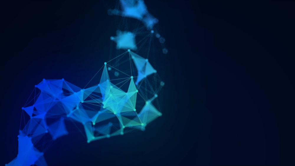 Image of blue prism wireframes connected together